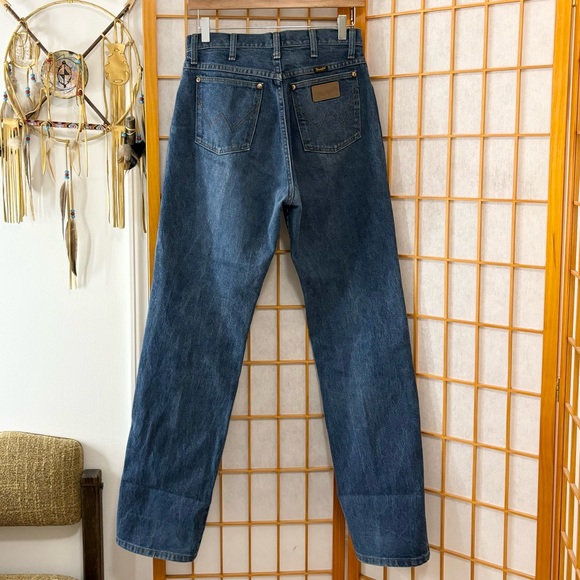 • vintage retro long wranglers dark wash jeans • - Picture 2 of 12